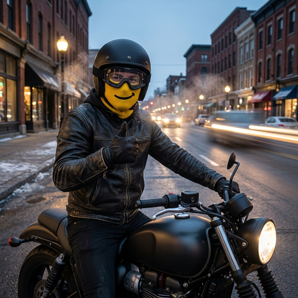 MaskVerse under a motorbike helmet